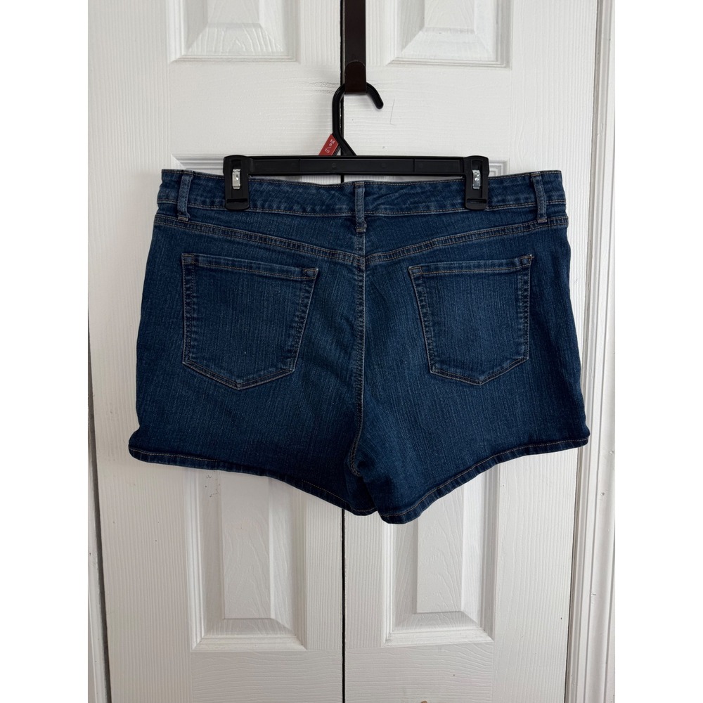 Jessica Simpson Denim Jean Shorts 16 Blue Dark Wash Stretch Minimalist Y2K - Picture 2 of 6